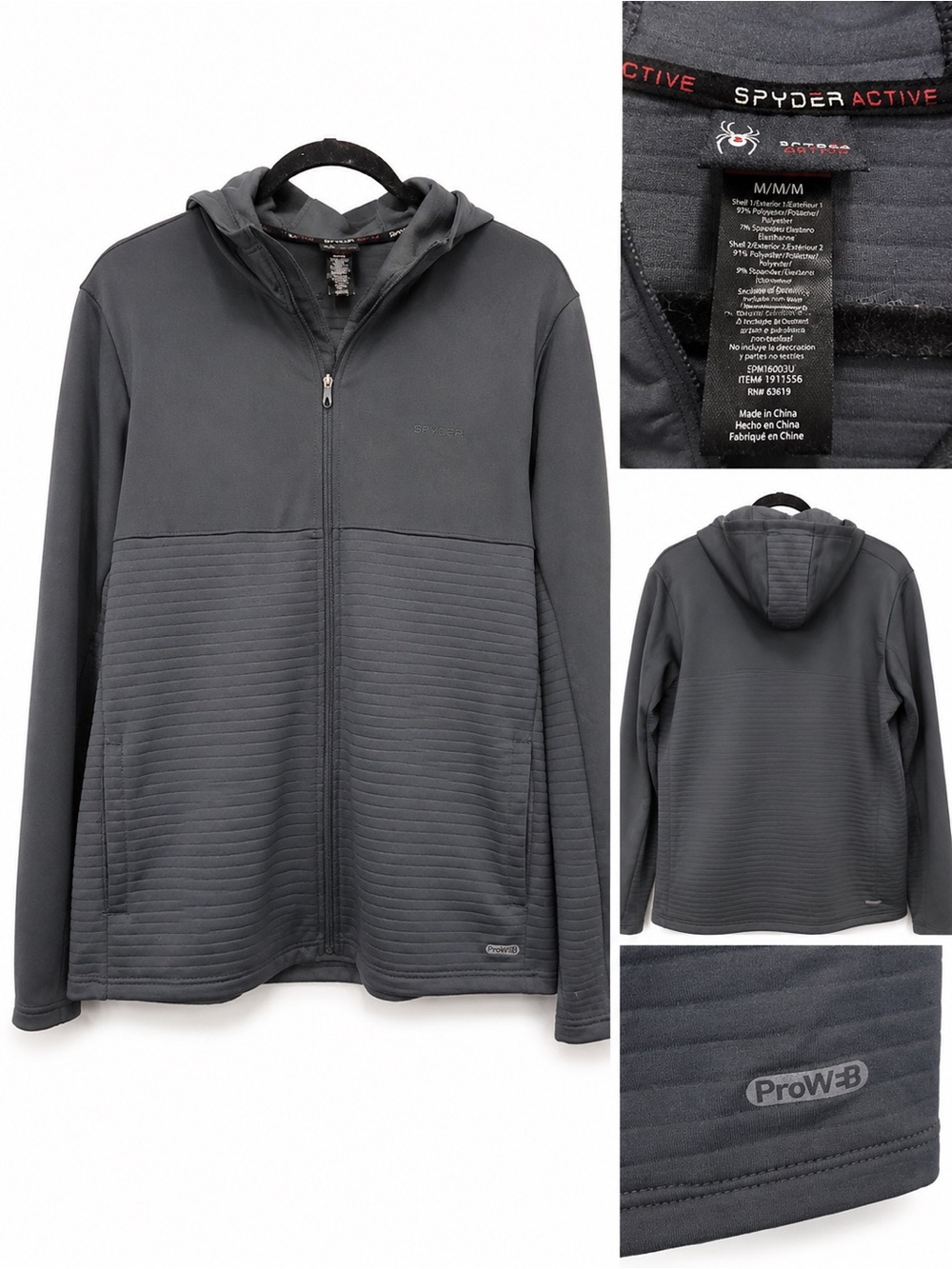 Spyder Active ProWEB Full Zip Hooded Performance Jacket Men’s Size M Hoodie
